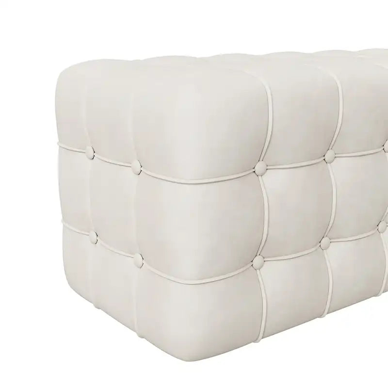 Pouf rectangulaire entièrement recouvert de velours, Repose-pieds