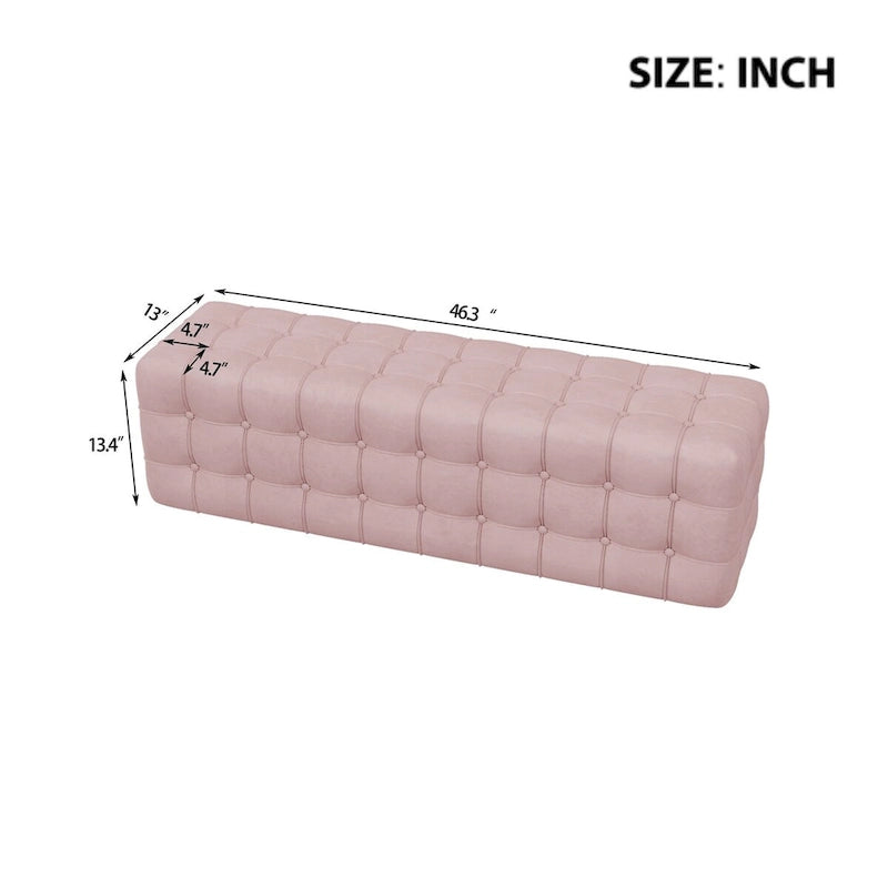 Pouf rectangulaire entièrement recouvert de velours, Repose-pieds