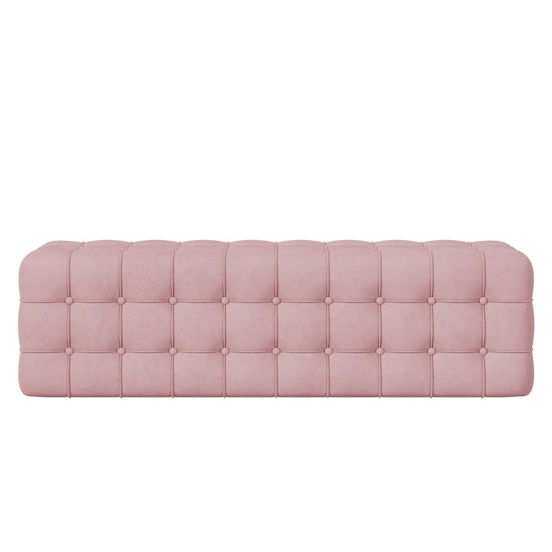 Pouf rectangulaire entièrement recouvert de velours, Repose-pieds
