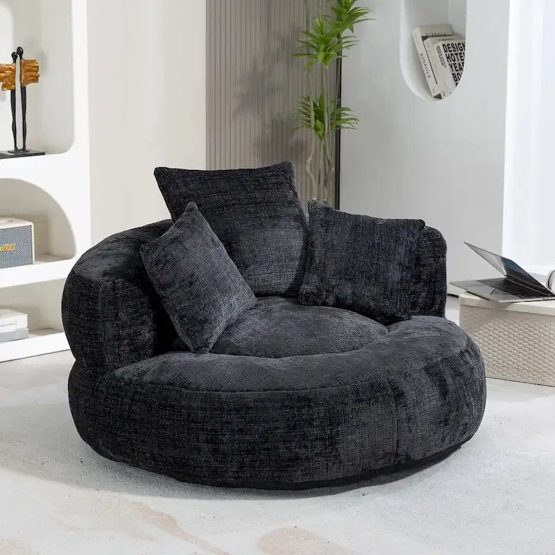 Chenille Upholstered Durable Comfort Lounger High Back Bean Bag Chair