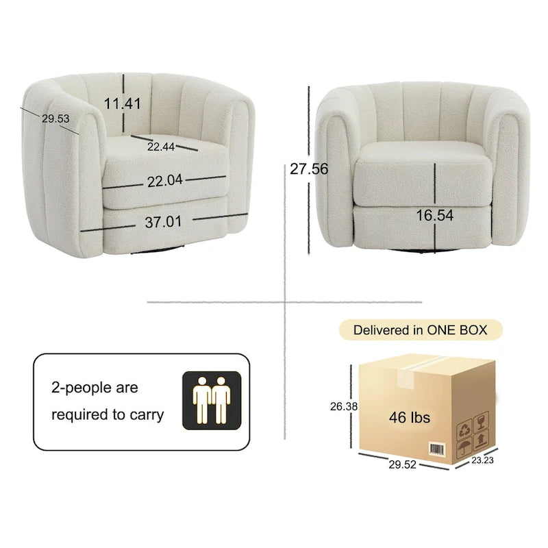 Swivel Teddy Accent Barrel Chair